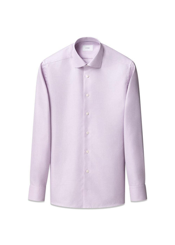 Slank kenmerkend dobby-overhemd met visgraatmotief - Roze-Shirts-Eton-Butler Loftet