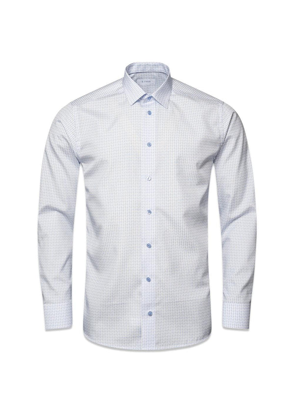 Eton's Slim - Poplin-print - Lichtblauw. Koop hier overhemden.
