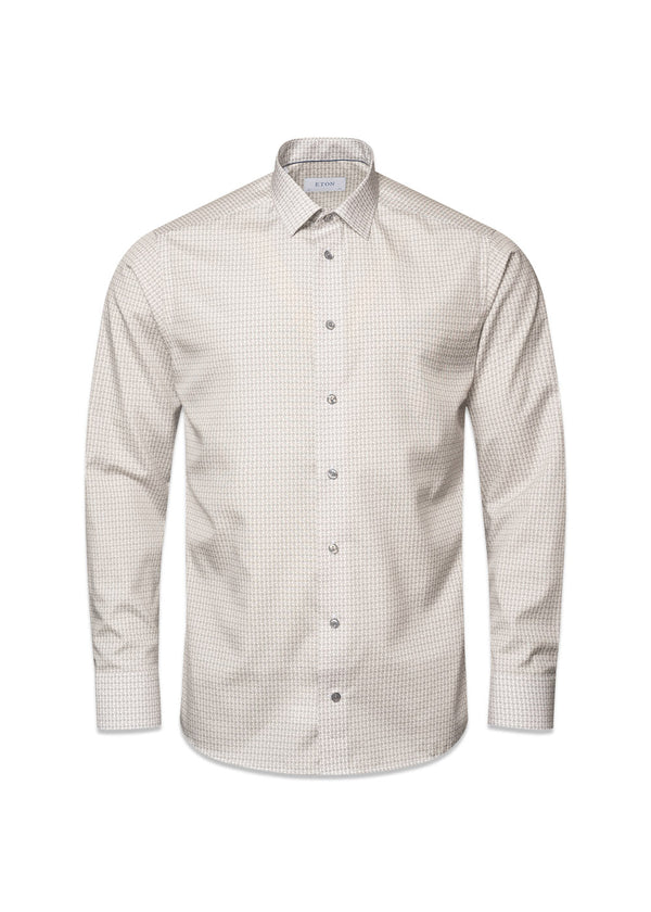 Eton's Slim - Poplin-print - Middengrijs. Koop hier overhemden.