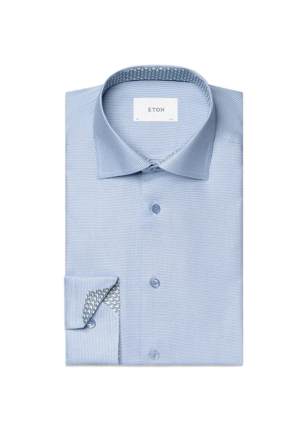 Slank semi-solid effect dobby overhemd - lichtblauw-shirts-Eton-Butler Loftet