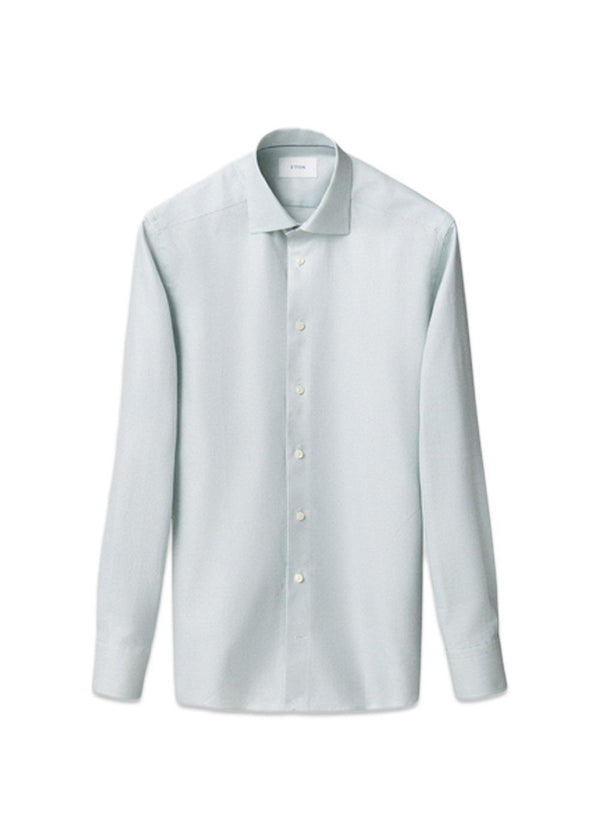 Slank semi-effen signature-twill overhemd - Groen-Shirts-Eton-Butler Loftet