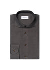 Slank half effen signature dobby overhemd - Bruin-Shirts-Eton-Butler Loftet