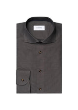Slank half effen signature dobby overhemd - Bruin-Shirts-Eton-Butler Loftet