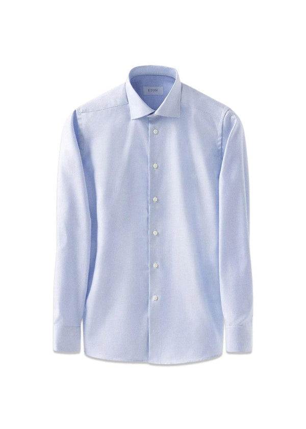 Slank overhemd van keperstof met textuur - Lichtblauw-Shirts-Eton-Butler Loftet