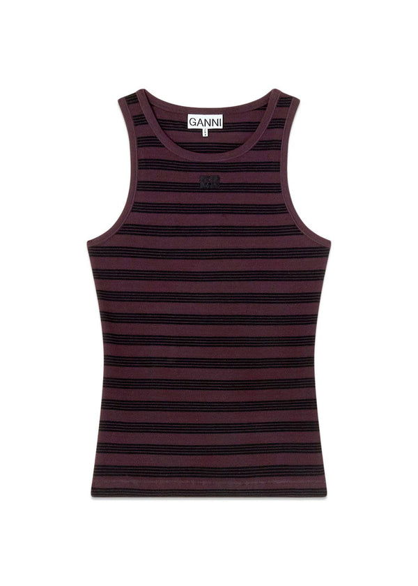 Zachte katoenen rib tanktop - Chocolate Plum-Top-Ganni-Butler Loftet