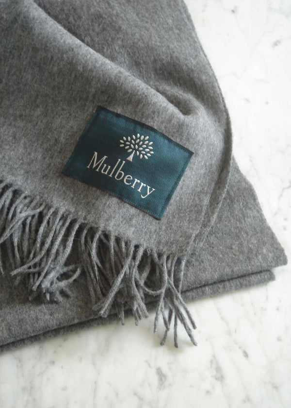 Solid Merino Wool Scarf 70 x 200 - Grey Melange-Scarf-Mulberry-Butler Loftet