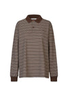 Steffi Oversized Polo - Coffee/Off White Stripe-Blouses-Oval Square-Butler Loftet