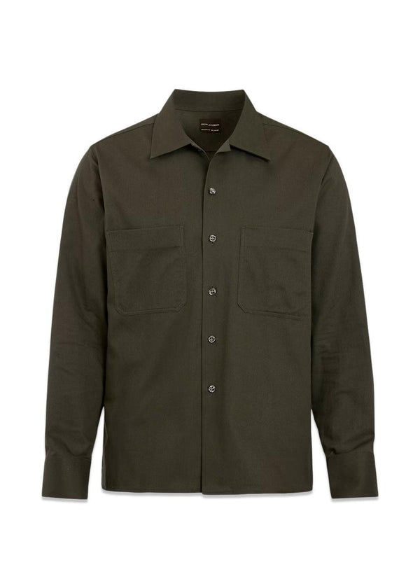 Recht fit overhemd met bowlingkraag - Nettle Green-shirts-Oscar Jacobson-Butler Loftet