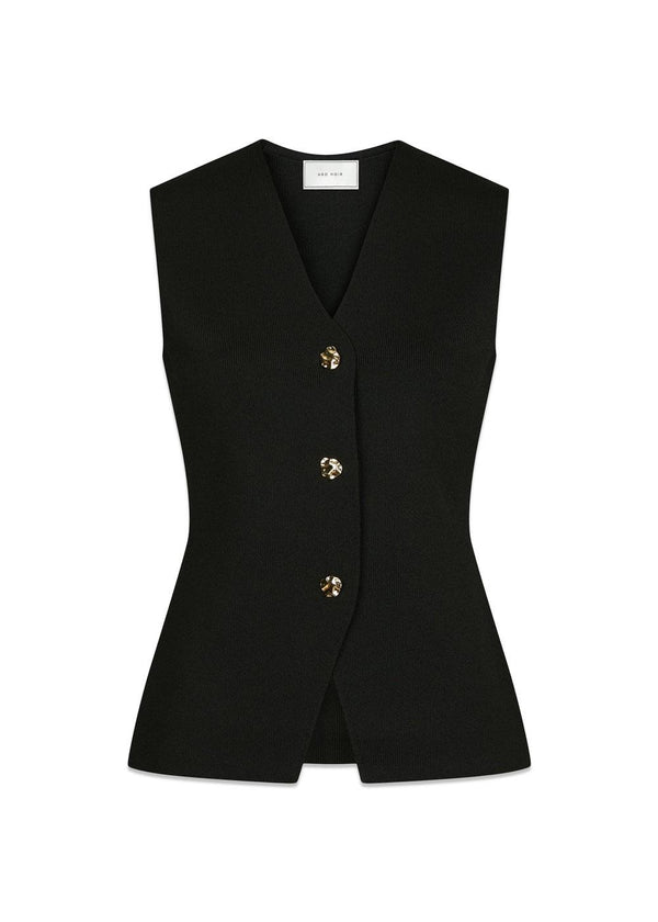 Sway glad gebreid gilet - Zwart-Knitwear-Neo Noir-Butler Loftet