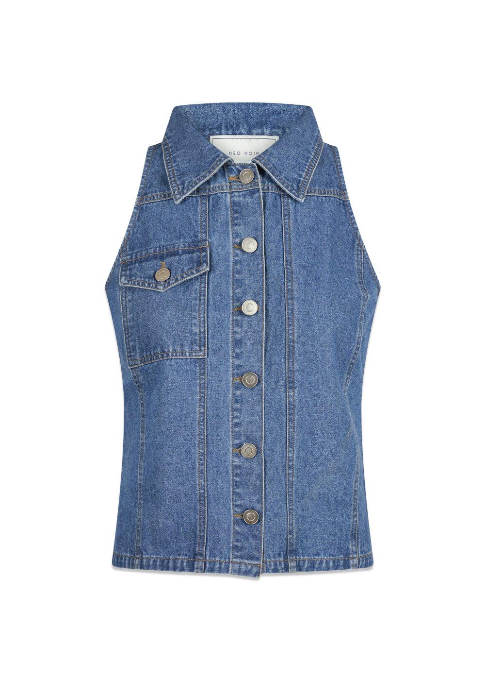 Sylvie Denim Top - Blue-Top-Neo Noir-Butler Loftet