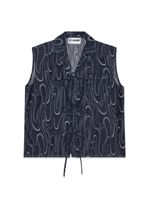 TAYSON VEST - Dark Blue Print-Top-OpéraSPORT-Butler Loftet
