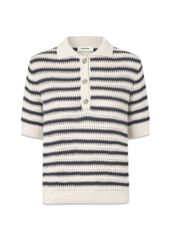 Tellymd SS polo - Marine witte streep-blouses-Modström-Butler Loftet