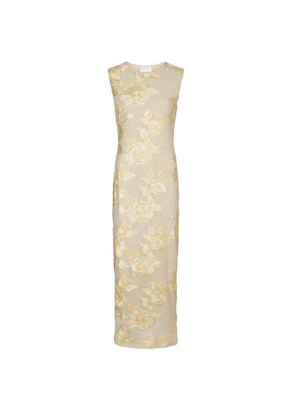 Tiranna Big Flower Mesh Jurk - Lichtgeel-jurk-Neo Noir-Butler Loftet
