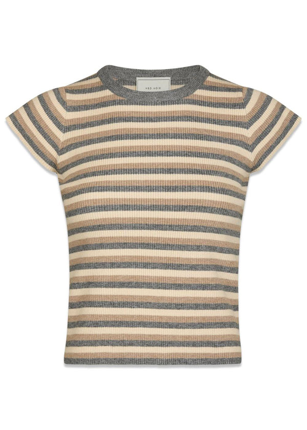 Tirra Simple Stripe Knit Top - Grey-T-shirts-Neo Noir-Butler Loftet