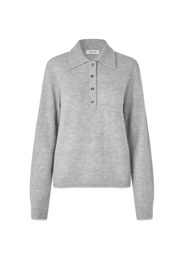 Treemd polo - Grijs Melange-Knitwear-Modström-Butler Loftet