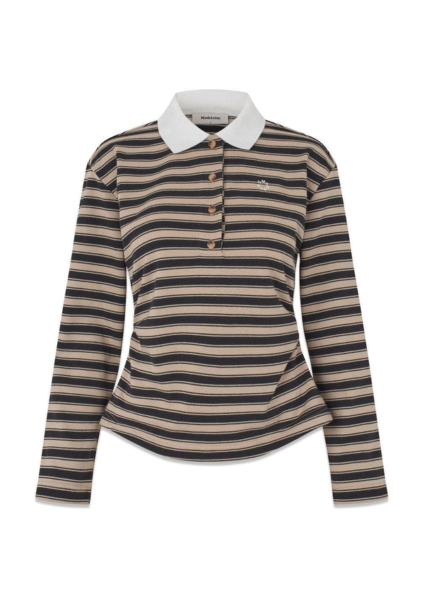 Tinnymd polo - Beige Zwart Gestreepte T-shirts-Modström-Butler Loftet