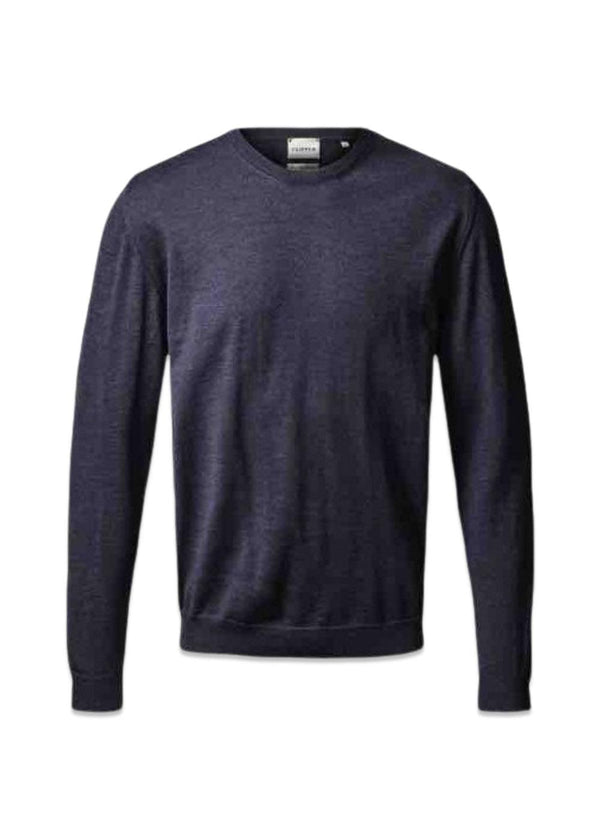 Turin Pullover O Neck - Dark Navy Mel-Knitwear-Clipper-Butler Loftet