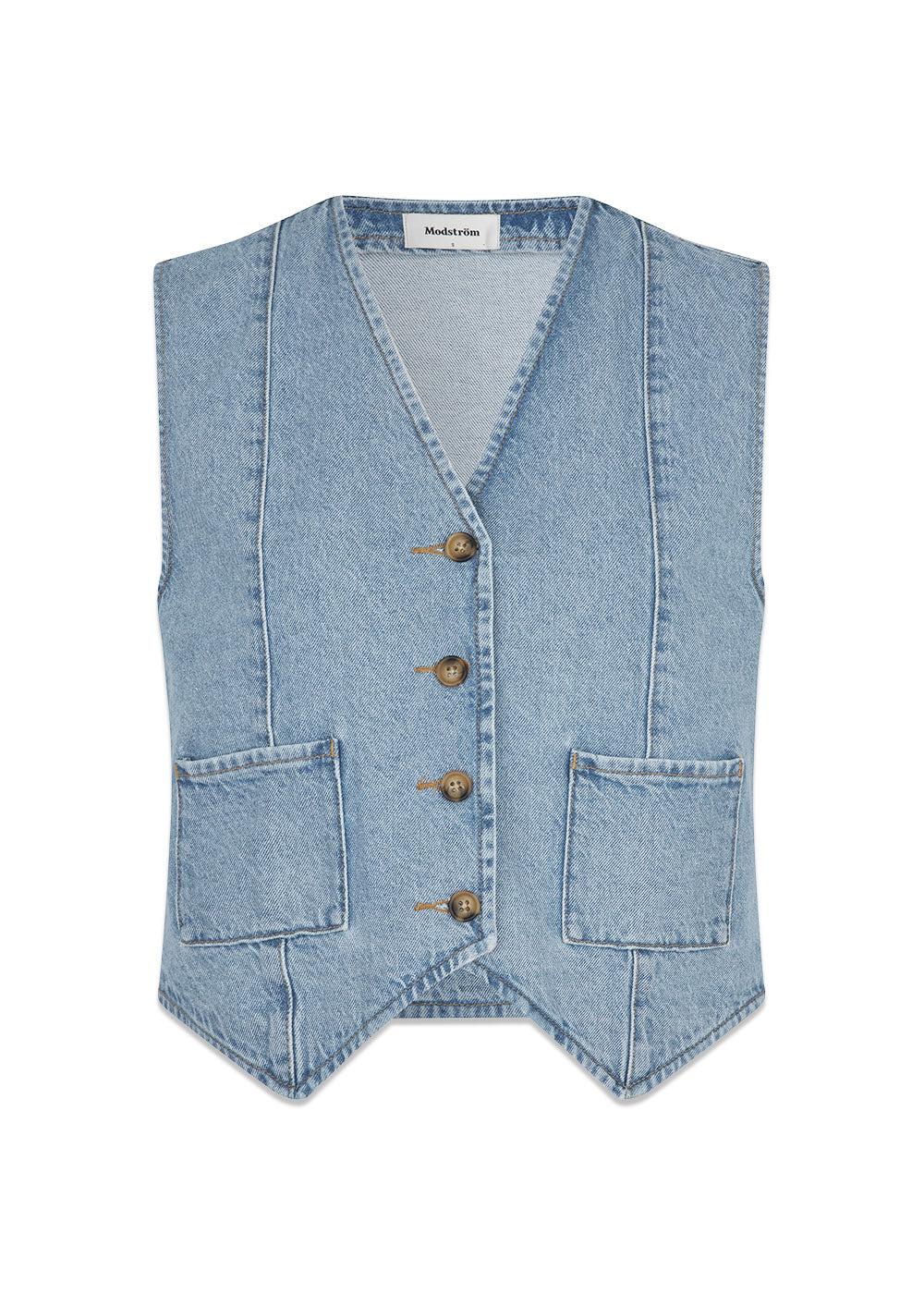 TylinMD vest - Lichtblauwe wash-blazers-Modström-Butler Loftet
