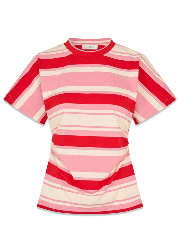 Urbanmd gestreept t-shirt - Hibiscus Peach Stripe-T-shirts-Modström-Butler Loftet