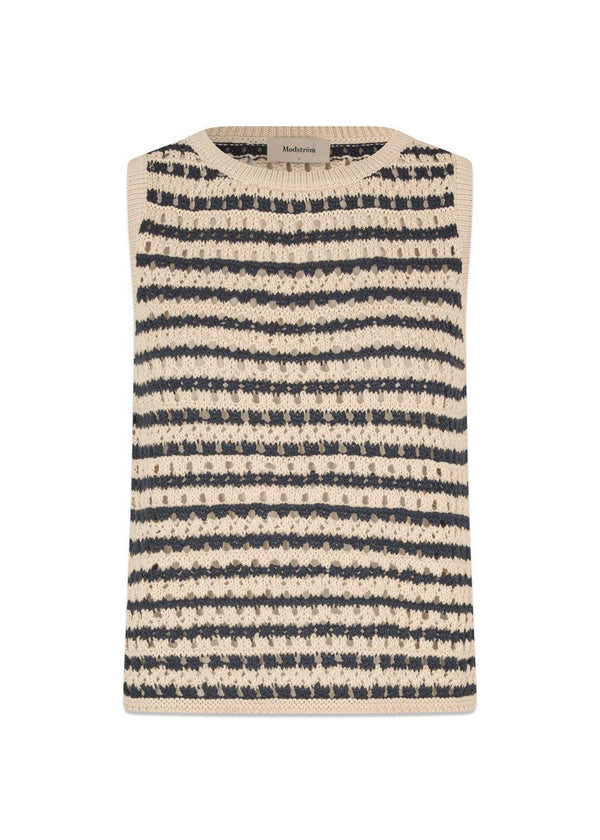 VesterMD gestreepte top - Navy Summer Sand-Knitwear-Modström-Butler Loftet