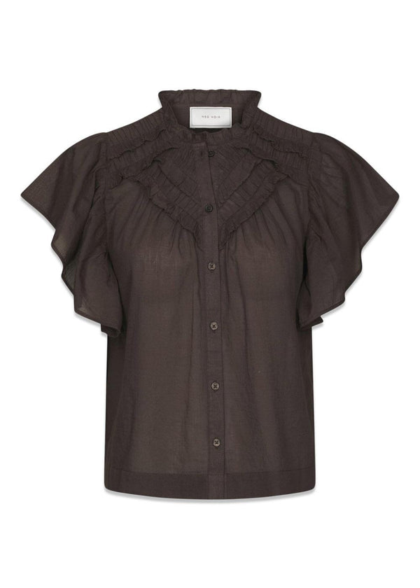 Vinsa S Voile Top - Donkerbruin-Top-Neo Noir-Butler Loftet