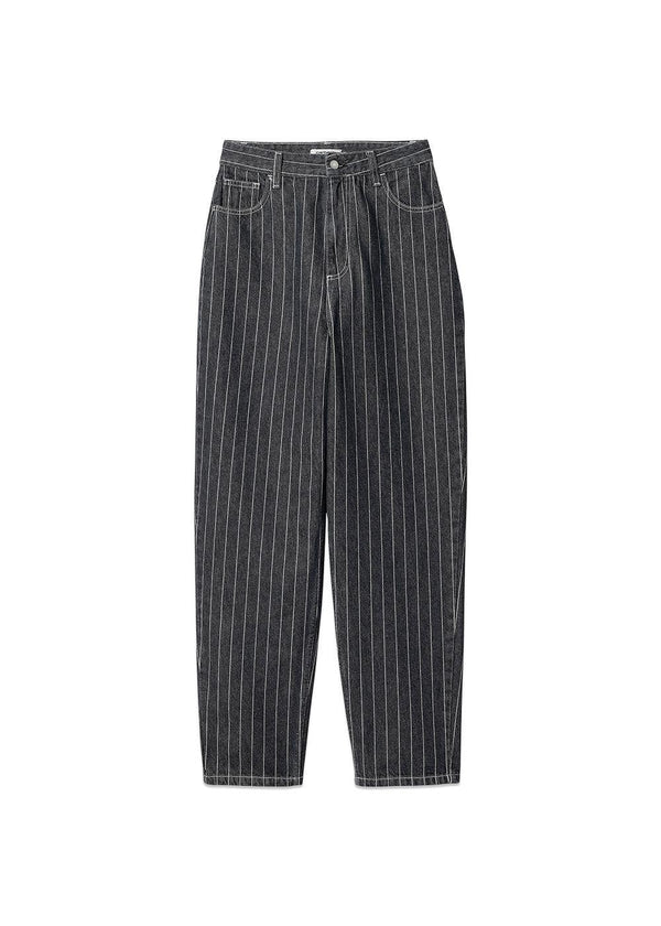 W Orlean Pant - Orlean Stripe, Zwart / Wit Stone Washed-Jeans-Carhartt WIP-Butler Loftet
