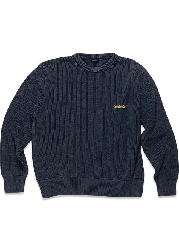 WASHED INSIGNIA PREMIUM KNIT - Blauw/Mosterd-Knitwear-Goodies Sportive-Butler Loftet