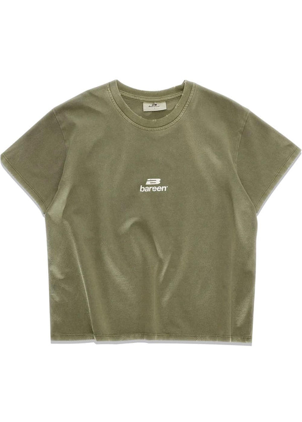 WMNS CROPPED T-SHIRT - Stone Green-T-shirts-Bareen-Butler Loftet