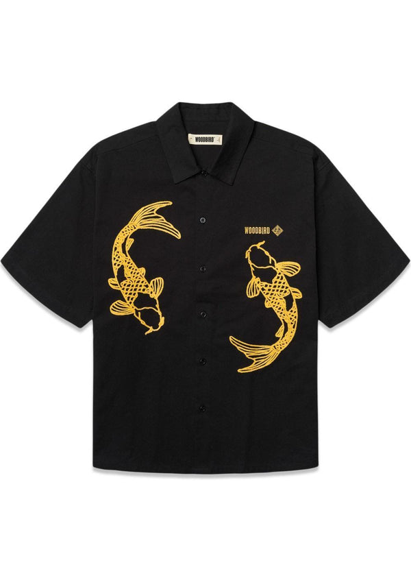 Wang Carp Shirt - Zwart-Overhemden-Woodbird-Butler Loftet