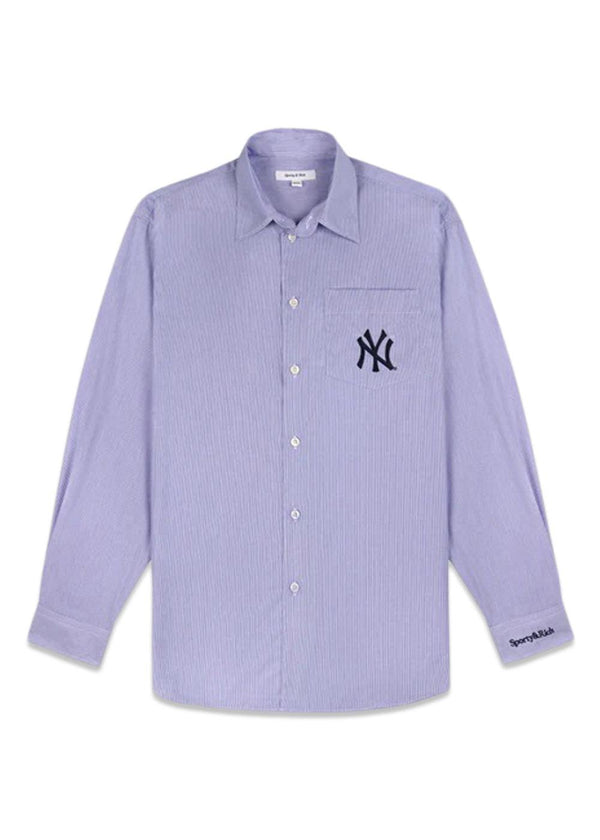 Yankees Serif Oversized Shirt - White/Light Blue Stripe-Shirts-Sporty & Rich-Butler Loftet