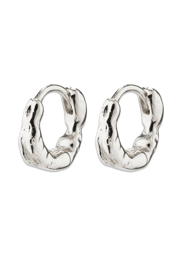 EDDY organic shaped mini huggie hoops silver-plated - Silver Plated