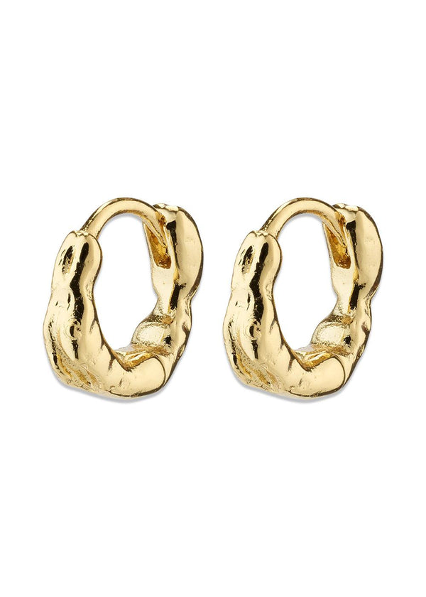 EDDY organic shaped mini huggie hoops gold-plated - Gold Plated