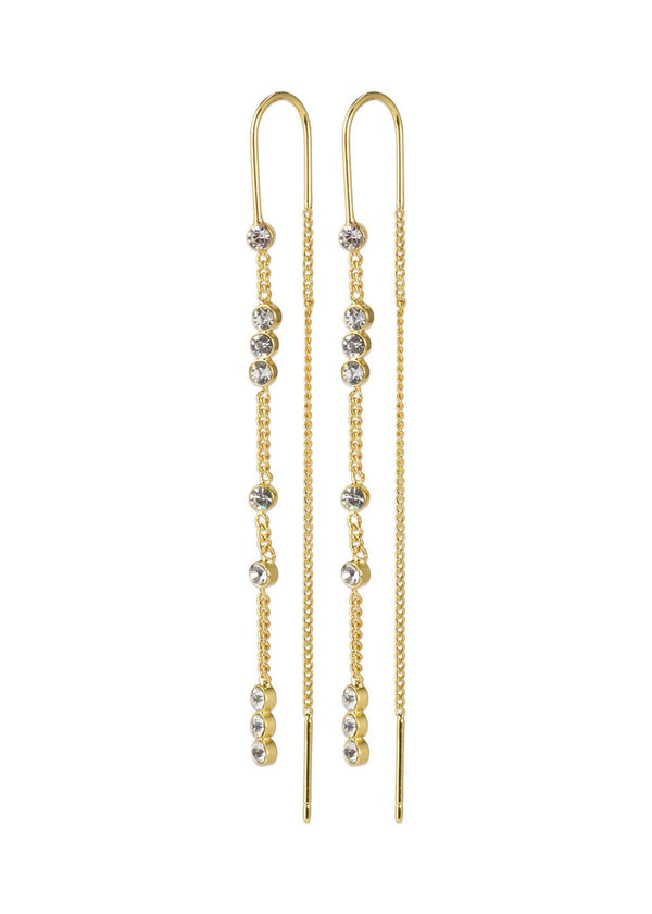 KAMARI crystal chain earrings gold-plated - Gold Plated