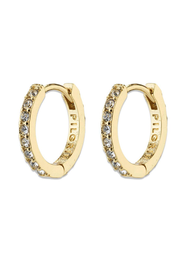 EBNA small crystal hoops gold-plated - Gold Plated
