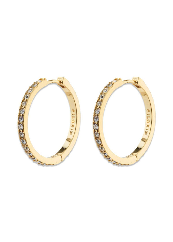 EBNA large crystal hoops gold-plated - Gold Plated