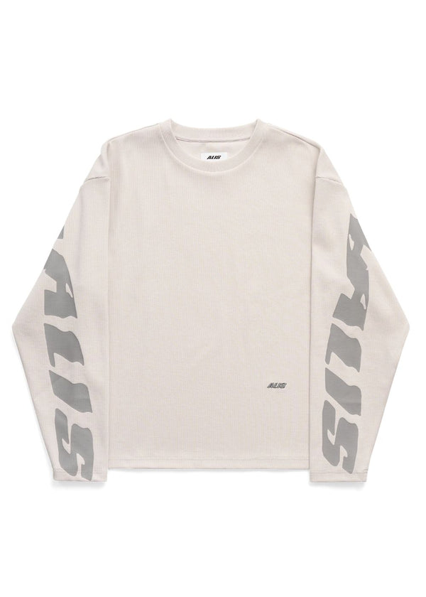 JOSHUA LONG SLEEVE IN RIB W/ BACK PRINT - Solid Antartica Off White