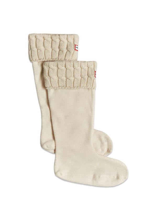 6 STITCH CABLE TALL BOOT SOCK - Hunter White