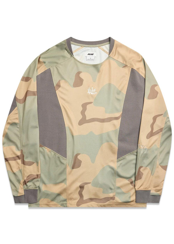 NIKOLA LONG SLEEVE W. EMBROIDERED LOGO - Camouflage - Grey