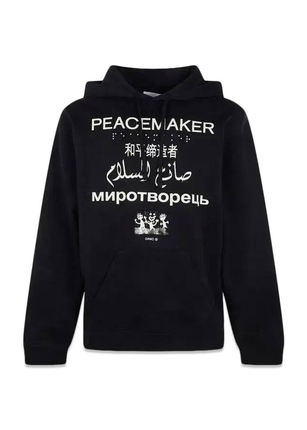 Loose Fit Hoodie Languages Print - Black