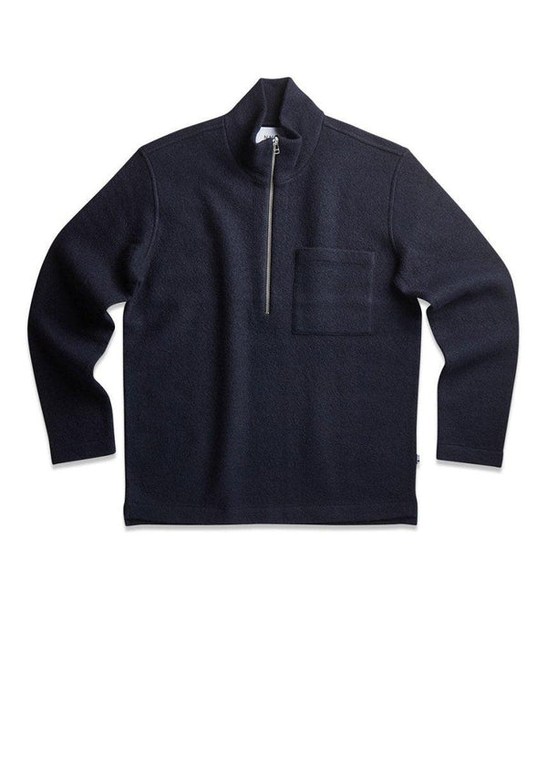 Nn. 07s Anders half zip 6398 - Navy Blue. Køb strik her.