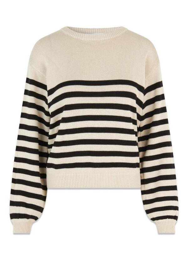 Modströms ArchieMD o-neck - Black Stripe. Køb strik her.
