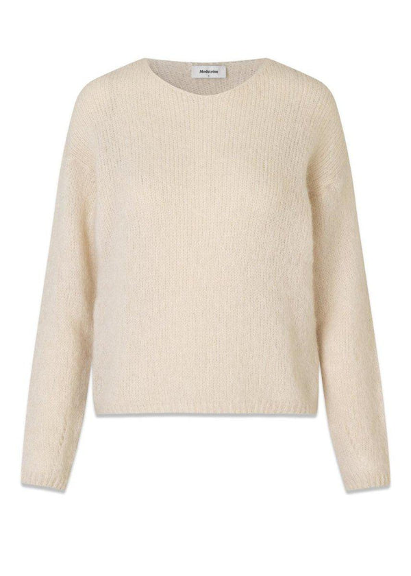 Modströms BertyMD V-neck - Summer Sand. Køb strik her.