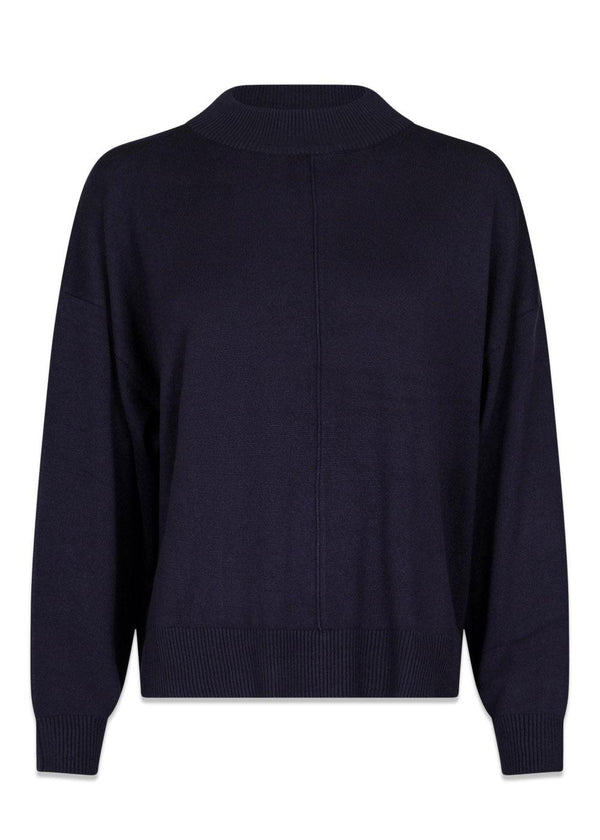 Neo Noirs Binni Solid Knit Blouse - Navy. Køb strik her.