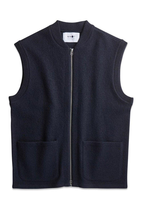 Nn. 07s Boiled zip vest 6398 - Navy Blue. Køb veste her.