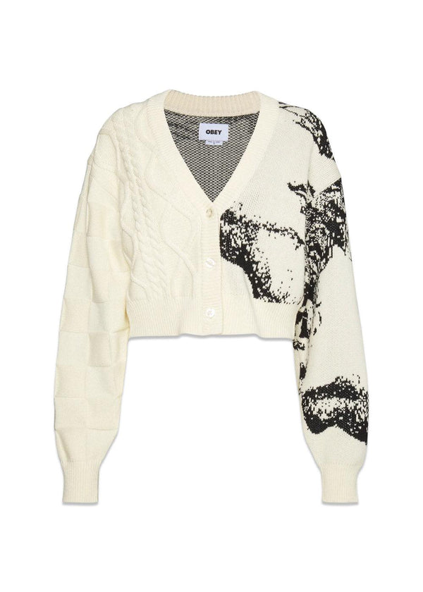 OBEY's DAVID CARDIGAN - Unbleached Multi. Køb strik her.