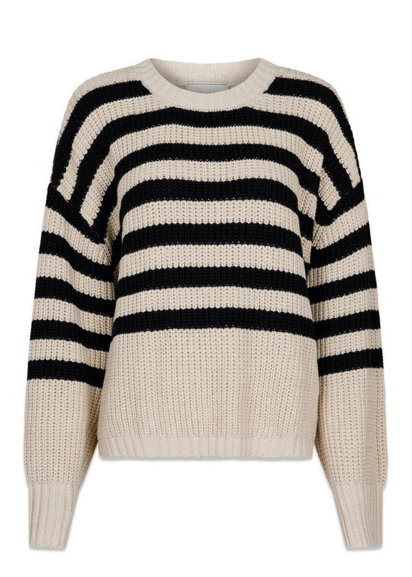 Neo Noirs Dakota Stripe Knit Blouse - Black. Køb strik her.