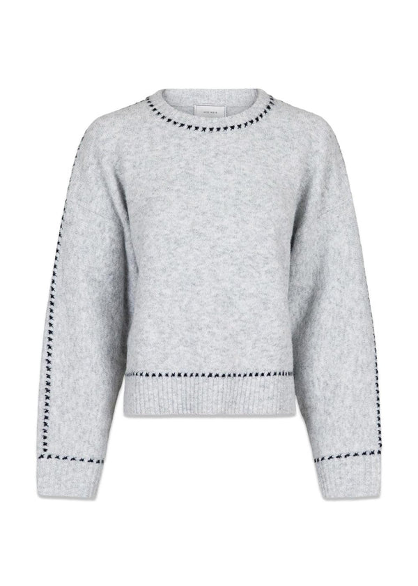 Neo Noirs Detri Knit Blouse - Grey Melange. Køb strik her.