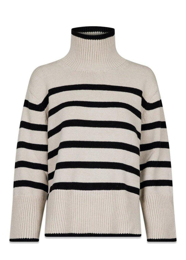 Neo Noirs Fanning Stripe Knit Blouse - Sand. Køb strik her.