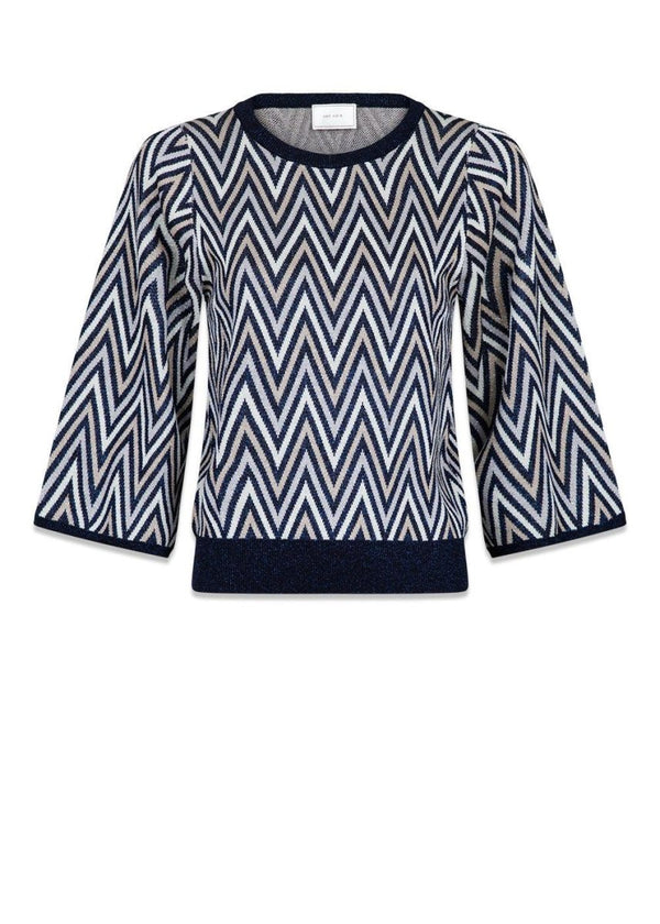 Neo Noirs Johanna Point Knit Blouse - Navy. Køb strik her.