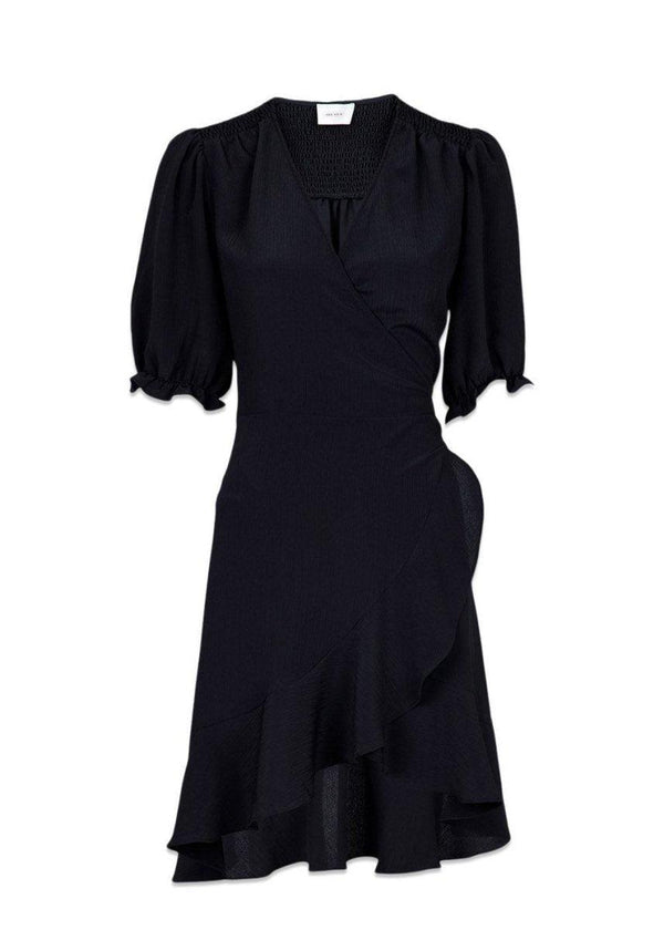 Neo Noirs Luise Mini Crepe Wrapdress - Black. Køb kjoler her.